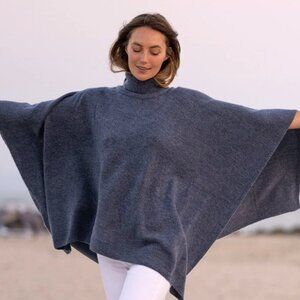 Poncho Sweater Blue Heather, NWT